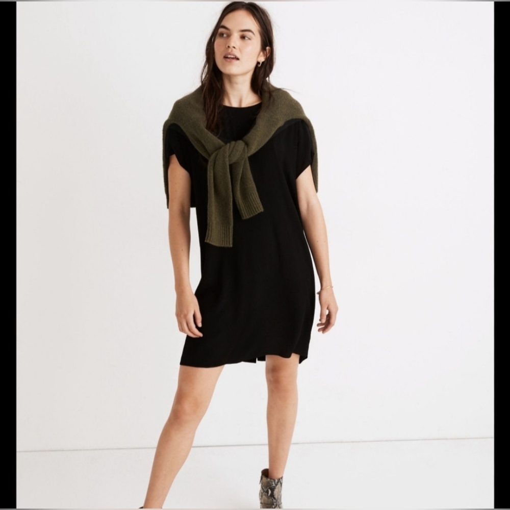 Madewell Black Button-Back Easy Dress NEW size large